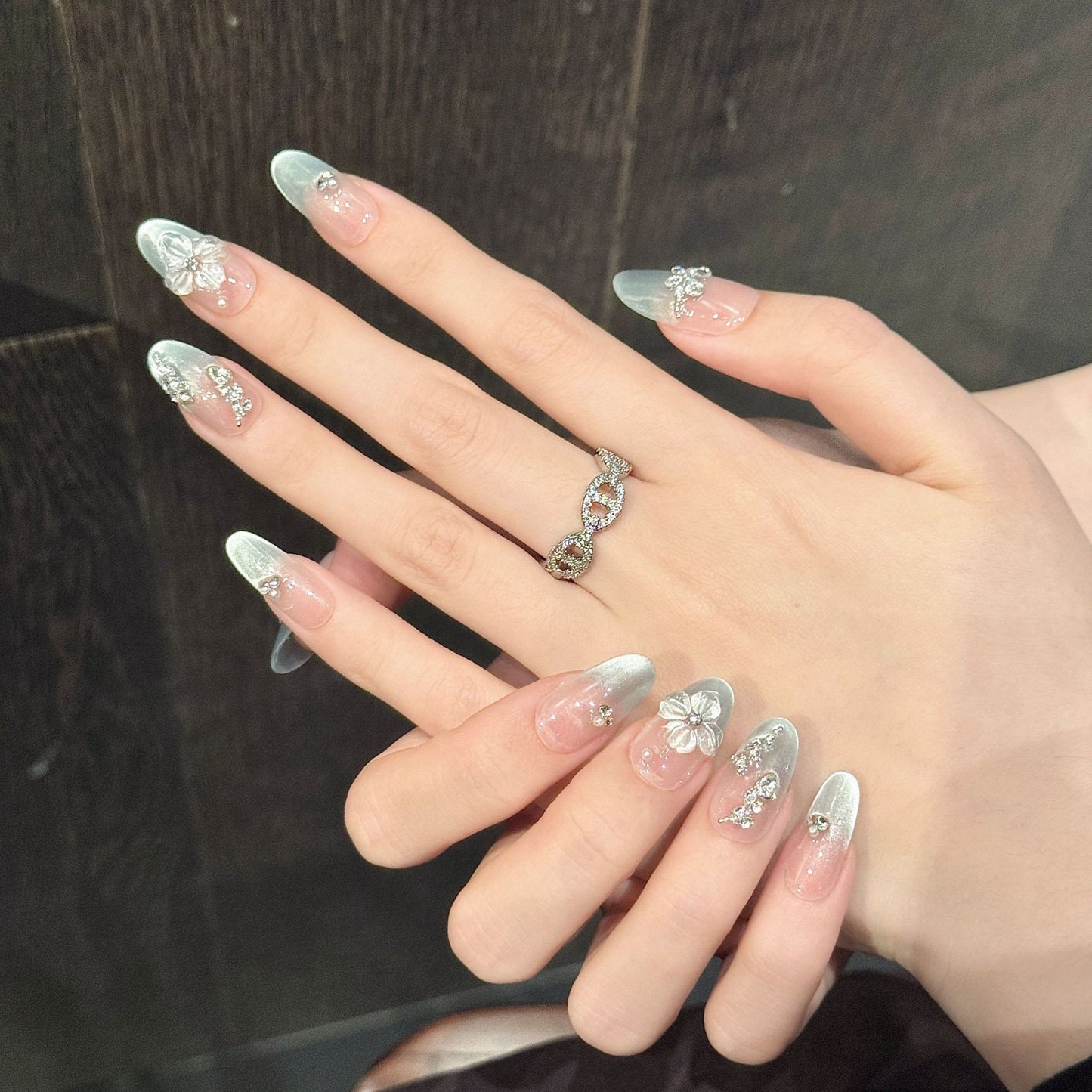Nails 208-Starfish Flower Hand-painted Embossed Flower Cat Eye Nail Art