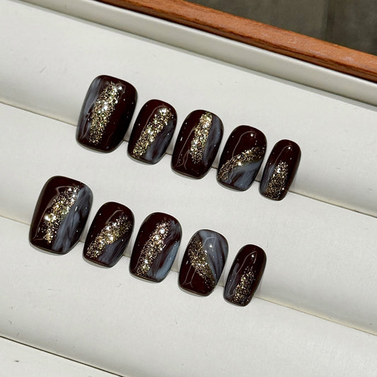 Nails 045-Cold Essence White Short Nail Art