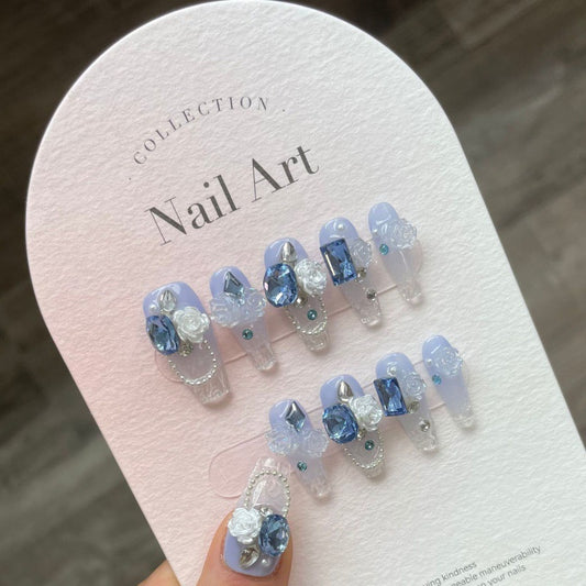 Nails 274-Aquamarine Ice Glaze Nail Art