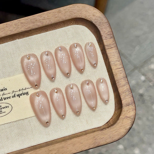 Nails 312-Aurora Borealis Nude Nail Art