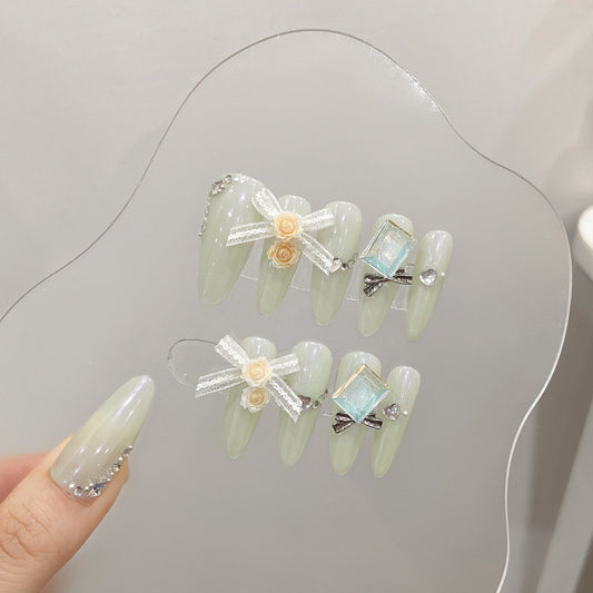 Nails 323-Letters of Spring Silk Flower Nail Art