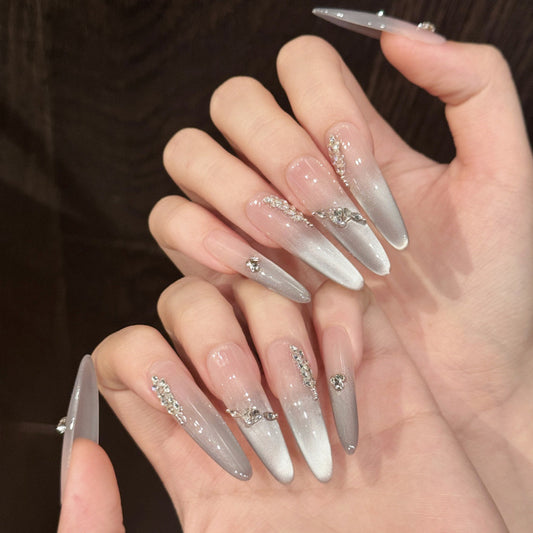 Nails 273-Aquamarine Cloudy Ice Gradient Fine Glitter Nail Art