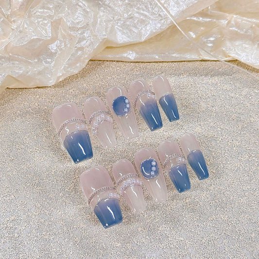 Nails 091-Blue Baroque Nail Art