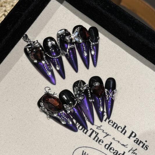 Nails 160-Smoky purple dark temperament whitening manicure