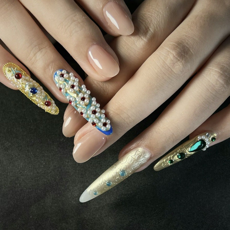 Nails 162-Courtly Royal Style Nail Art