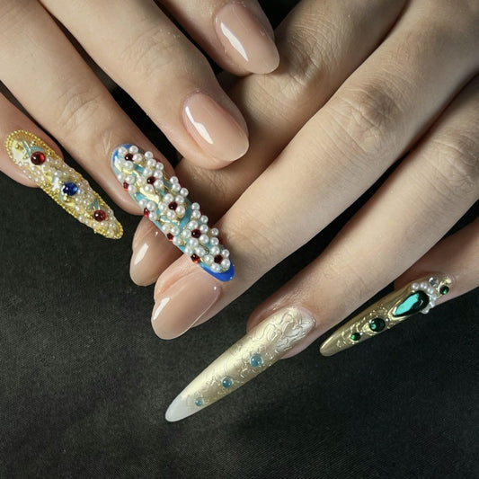 Nails 162-Courtly Royal Style Nail Art