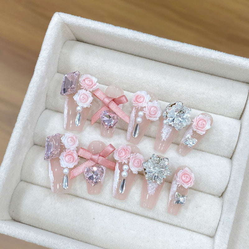Nails 333-Rose Manor Camellia Sweet Nail Art in Pinks