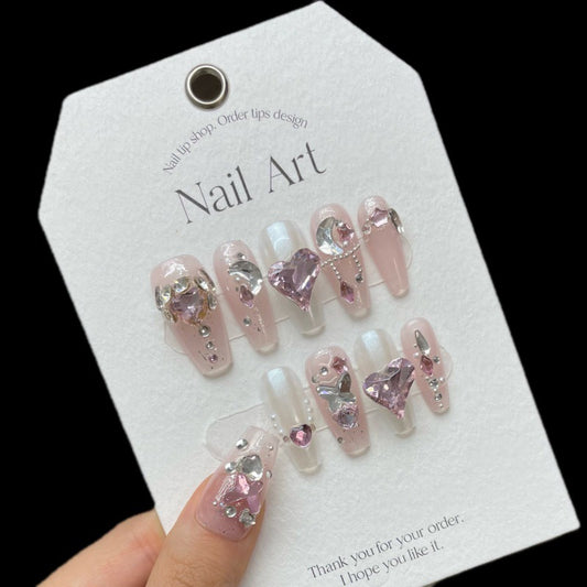 Nails 059-Magic Mirror Love Rosy Pink Nail Art