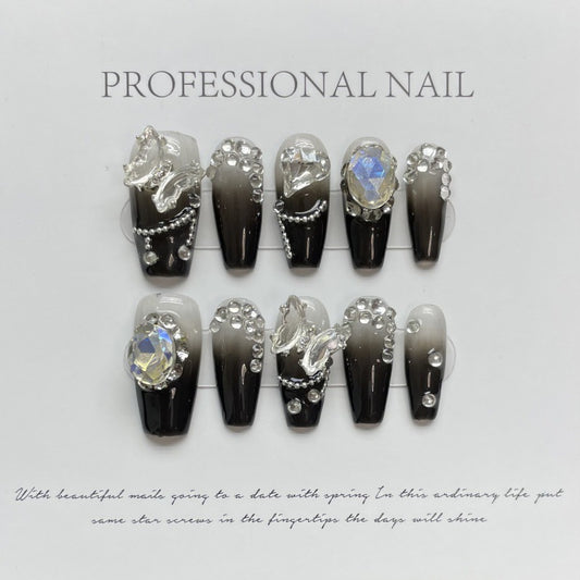 Nails 067-Star Crystal Butterfly Nail Art