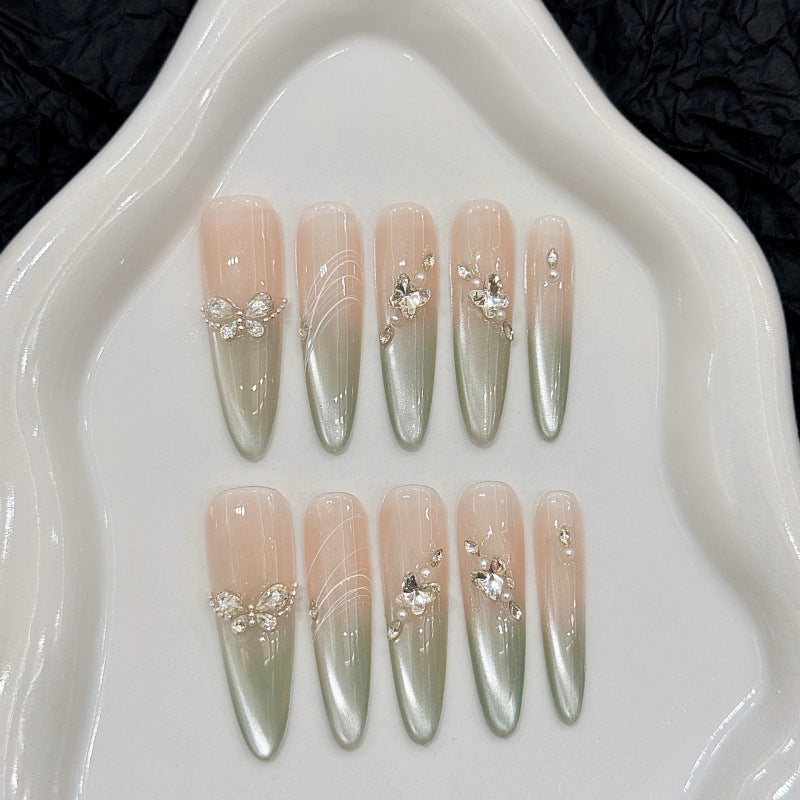 Nails 158-Creamy Lapis Glass Bead Spring Fairy Nail Art