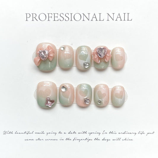 Nails 120-Dragon Heart Girl Bow Nail Art