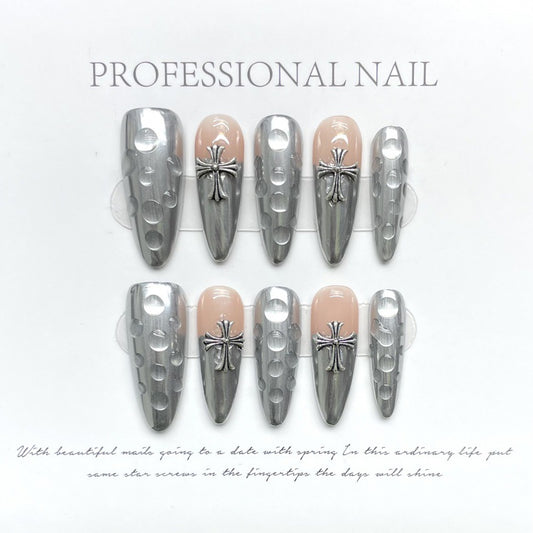 Nails 245-Crucifix Water Drops Punk Gothic Dark Nail Art