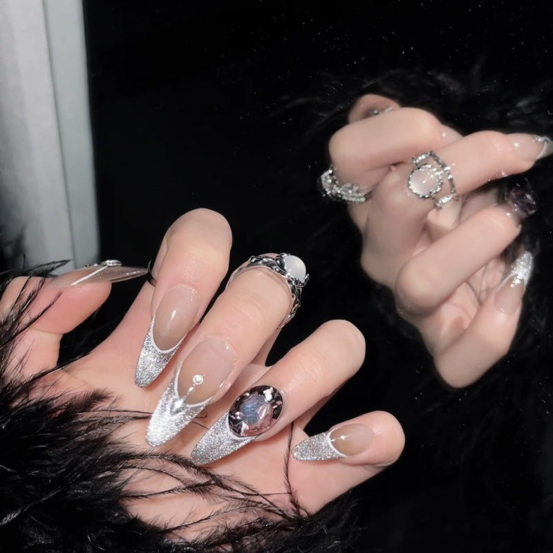 Nails 129-Airbrush Cat Eye Pop Glitter Dove Egg Nail Art
