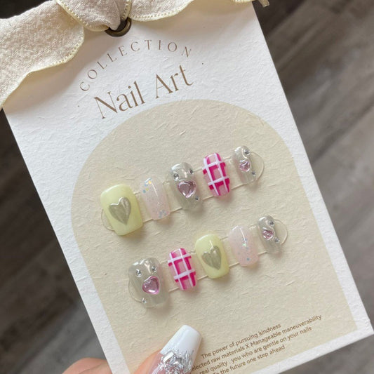 Nails 084-Sweetheart Hottie Magic Mirror Pink Netflix Nail Art