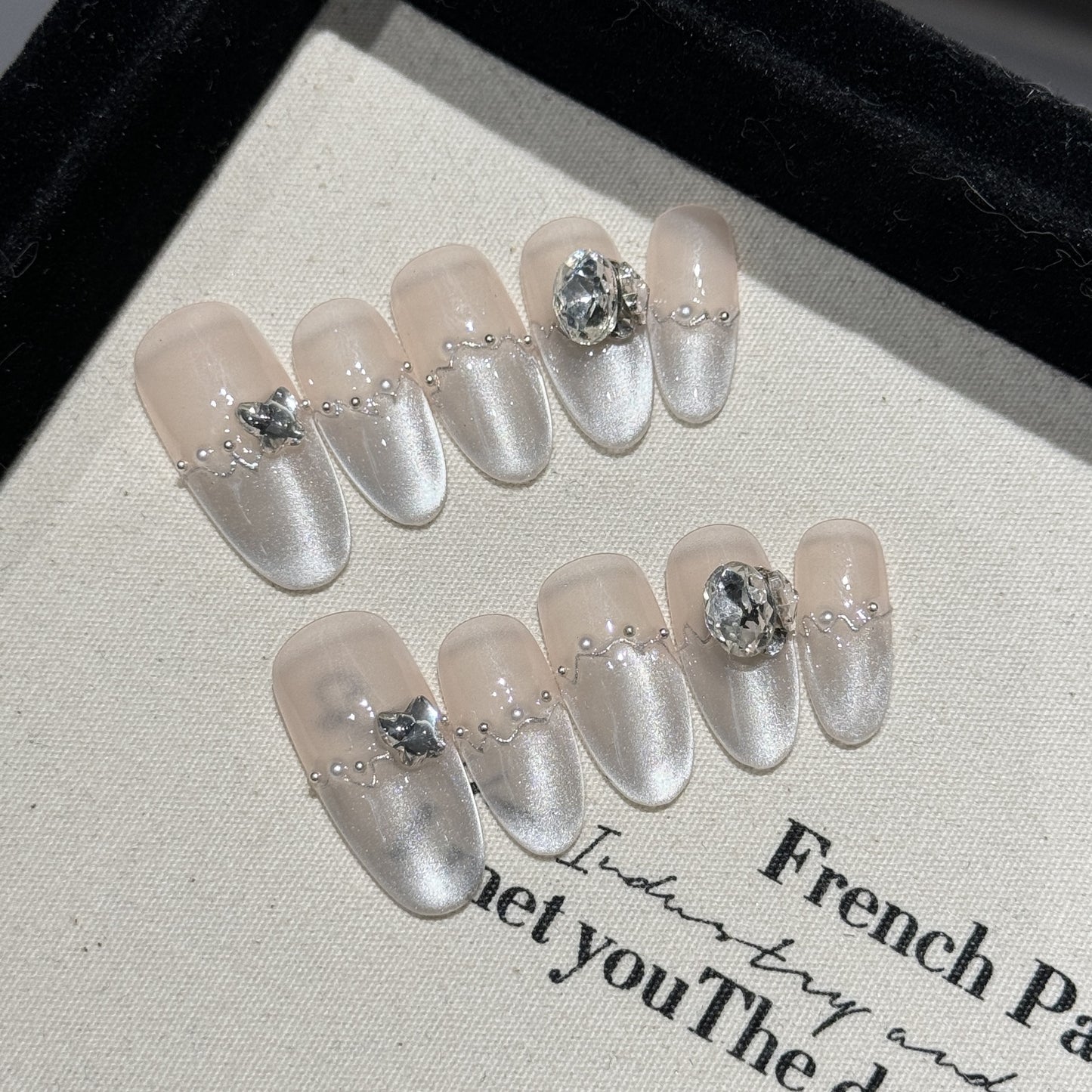 Nails 134-Riviera Seine K9 Diamonds Glass Bead Cat Eye Manicure
