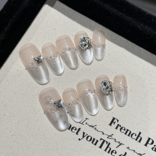 Nails 134-Riviera Seine K9 Diamonds Glass Bead Cat Eye Manicure