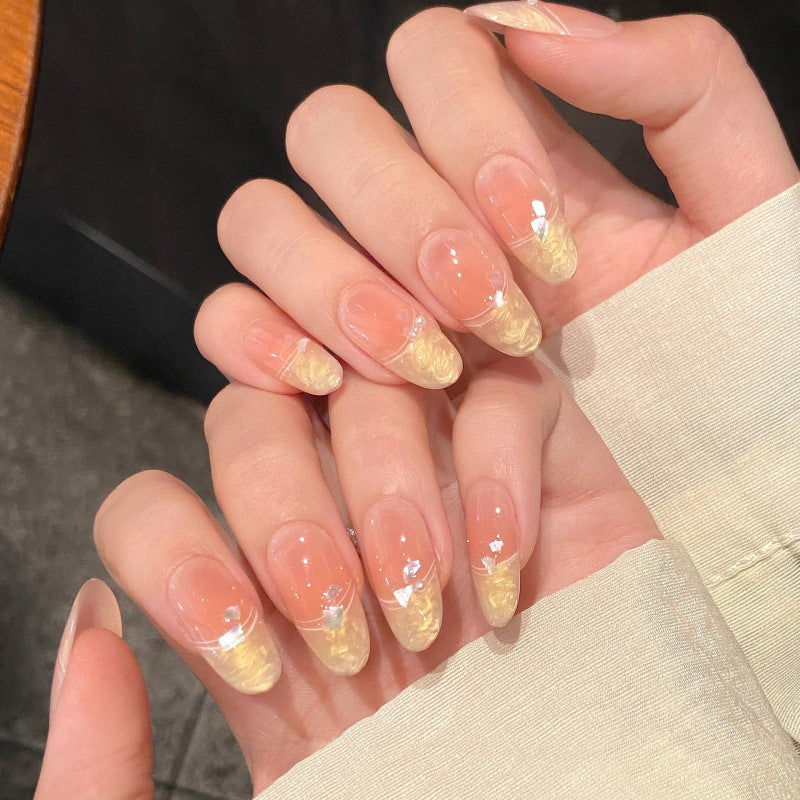 Nails 159-French Nude White Water Gentle Flow Nail Art