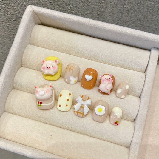 Nails 325-Toast Piggy Nail Art