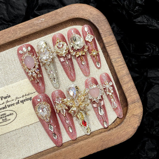 Nails 008-Absolute Beauty Gold Dust Zirconia Nail Art