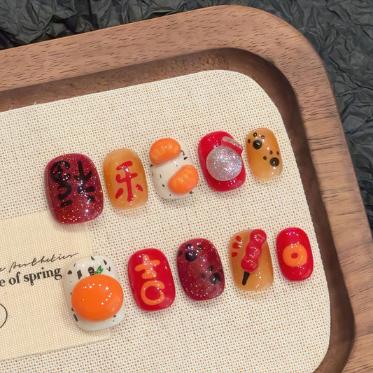 Nails 309-Peace and Joy Handmade Pinch Nail Art