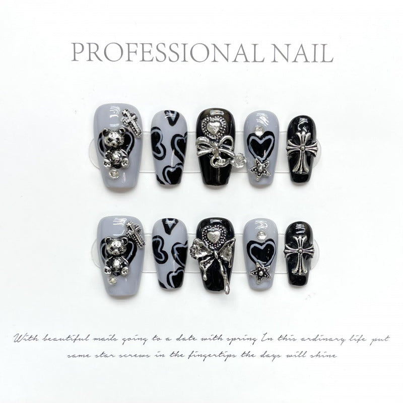 Nails 116-Spice Girls Metallic Bear Nail Art