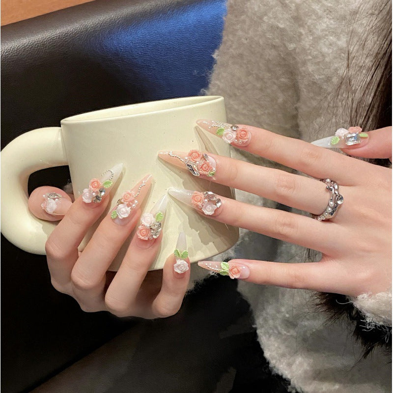 Nails 033-Spring Silk Flower Nail Art