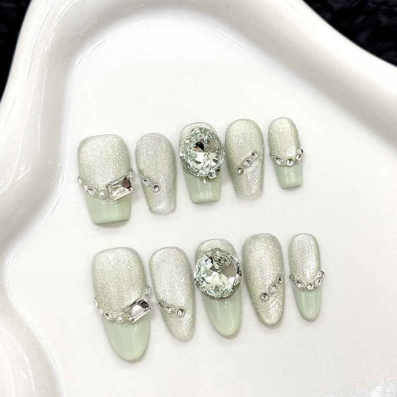 Nails 037-Ice Candy Green Summer Mints Short Nail Art