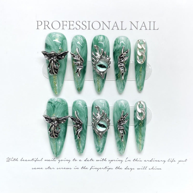 Nails 244-Wings Angel Pupils Long Nail Art