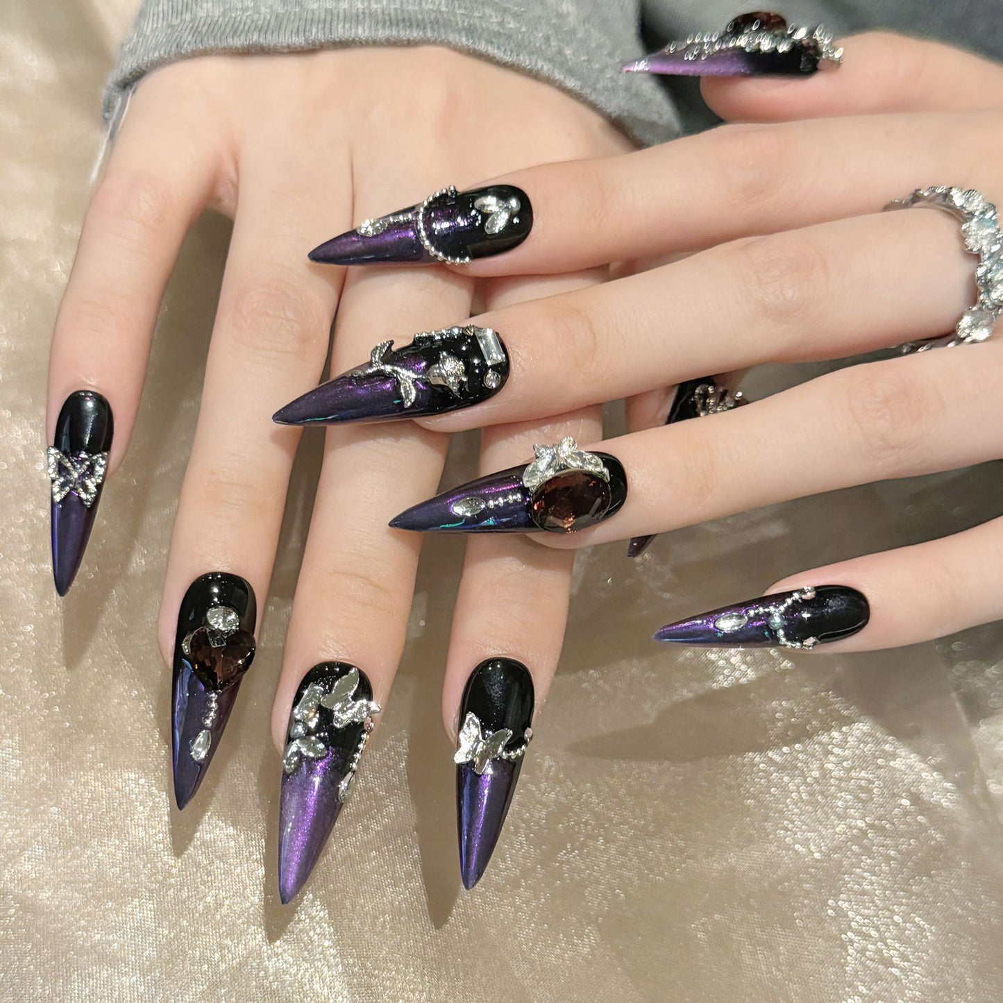 Nails 160-Smoky purple dark temperament whitening manicure