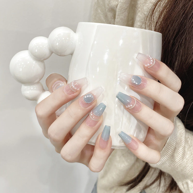 Nails 091-Blue Baroque Nail Art