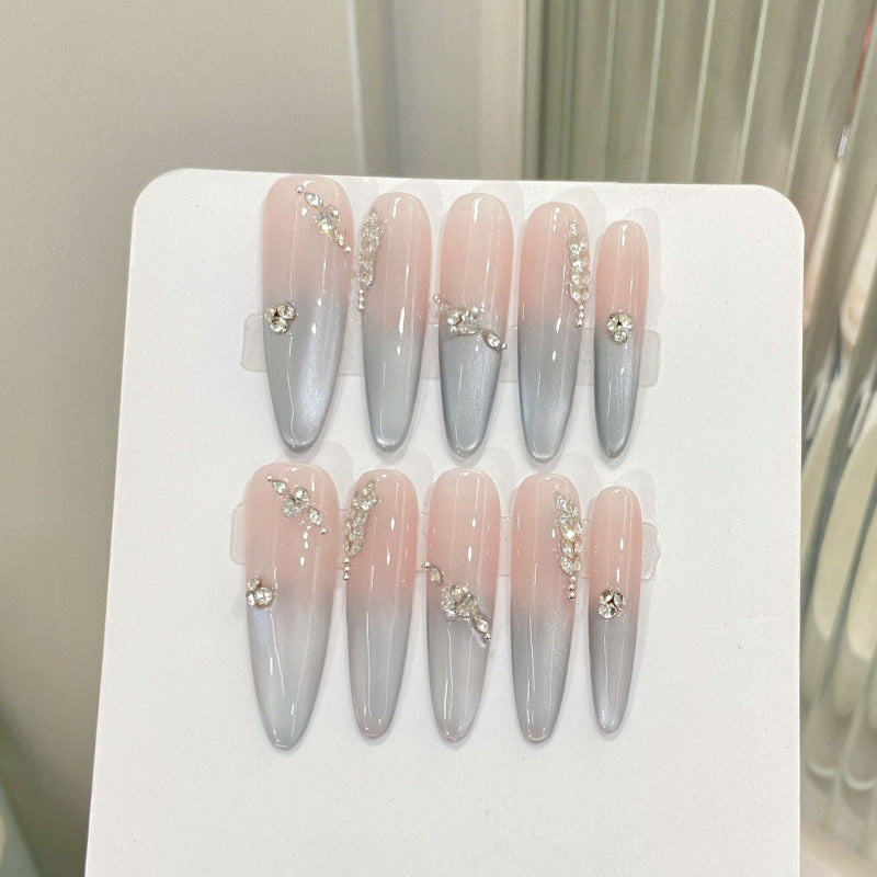 Nails 273-Aquamarine Cloudy Ice Gradient Fine Glitter Nail Art