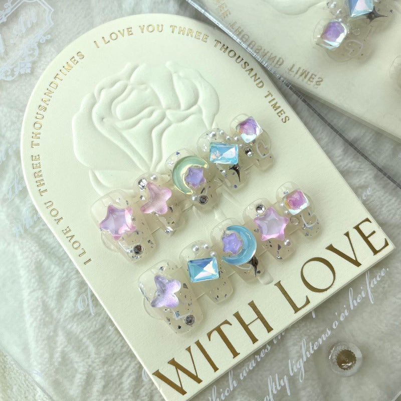 Nails 077-Dreamy Ice Translucent Butterfly Star Colourful Glitter Nail Art