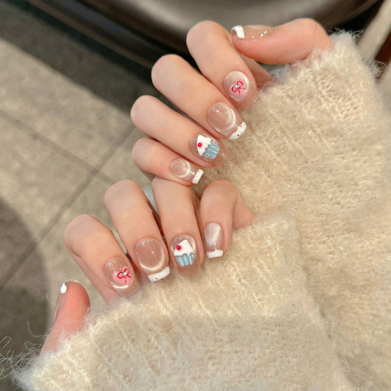 Nails 307-Milkshake Cake Manicure