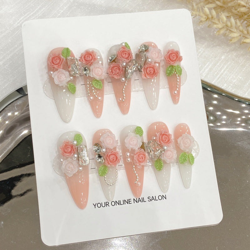 Nails 033-Spring Silk Flower Nail Art