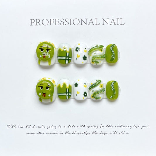 Nails 173-Hand Knit Styled Snake Nail Art