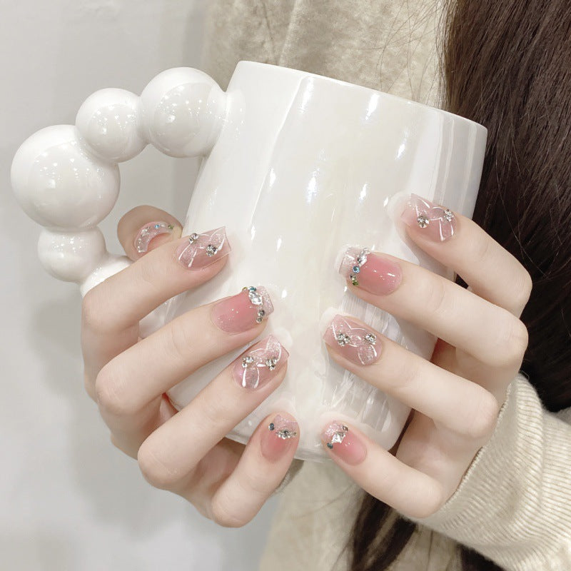 Nails 085-Simple Everyday Nail Art with Sweet Diamonds
