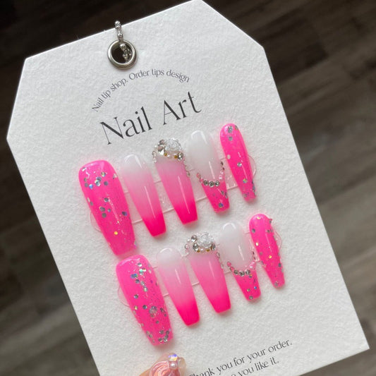 Nails 243-Barbie Pink Nail Art