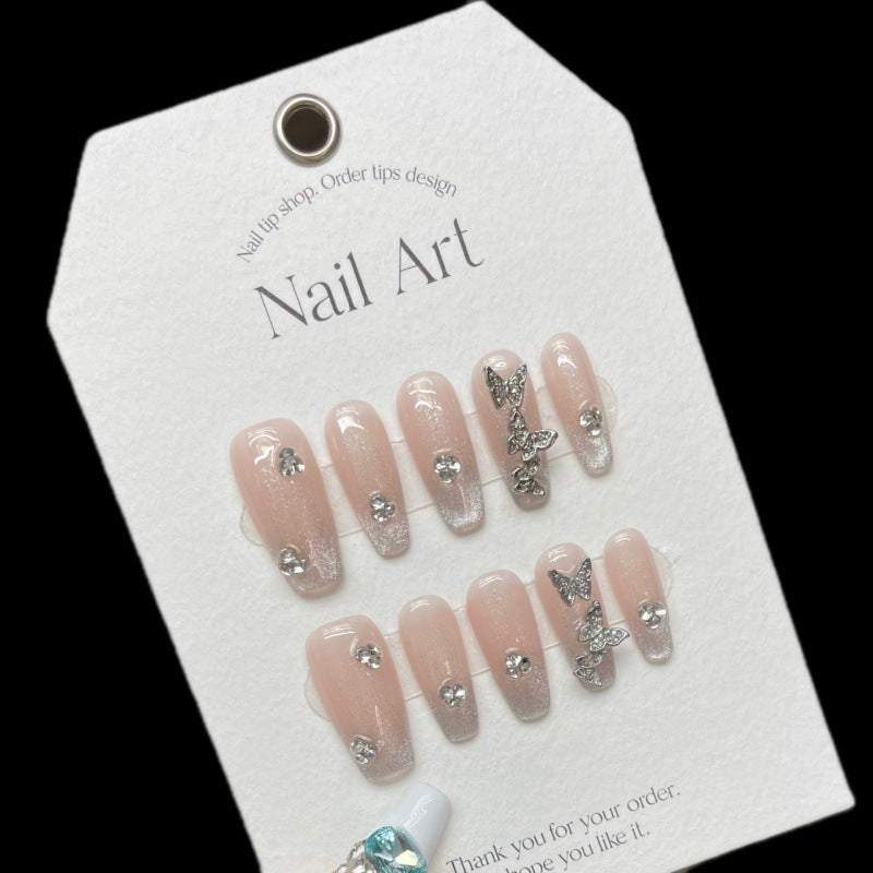 Nails 207-Star River In Dreams Crystal Cat's Eye Crushed Diamonds Nude Ice Transparent Nail Art