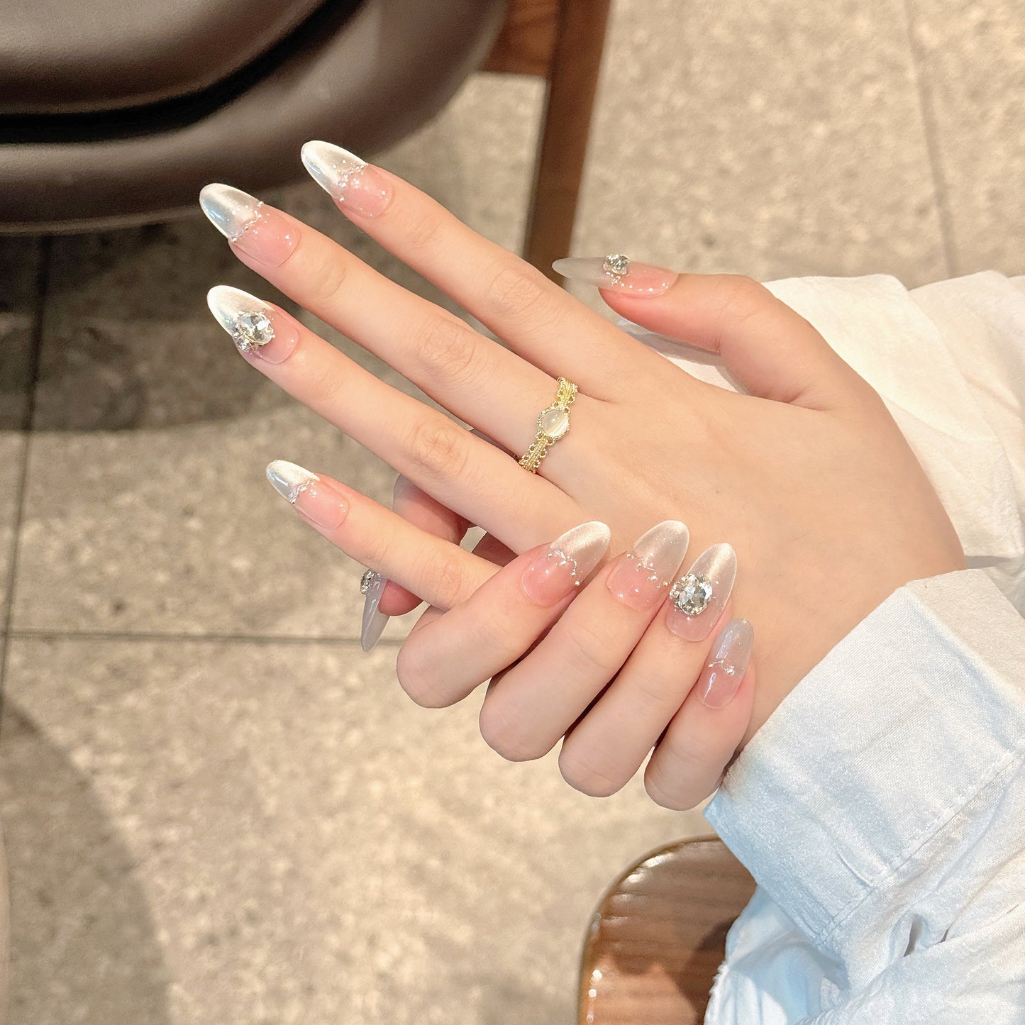 Nails 134-Riviera Seine K9 Diamonds Glass Bead Cat Eye Manicure