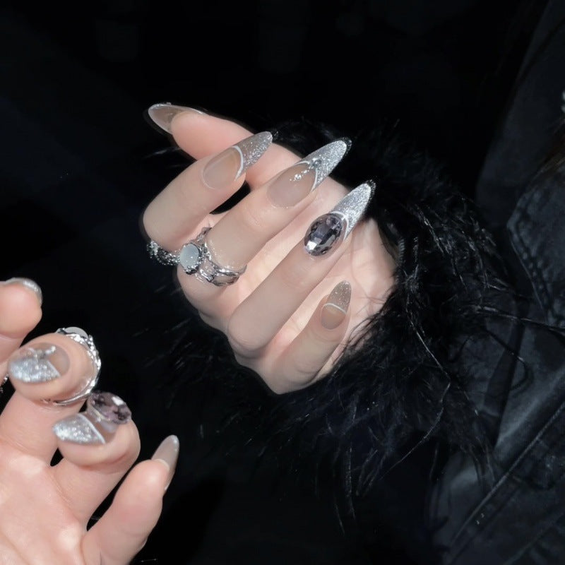 Nails 129-Airbrush Cat Eye Pop Glitter Dove Egg Nail Art
