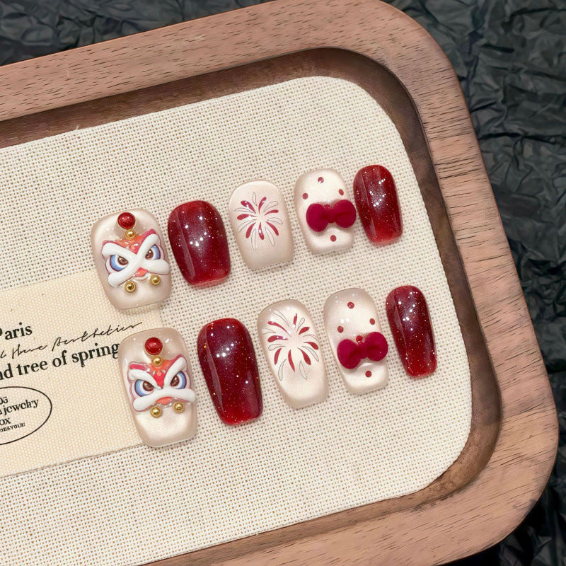 Nails 329-Red Lion Smokey Cat Eye Butterfly Nail Art
