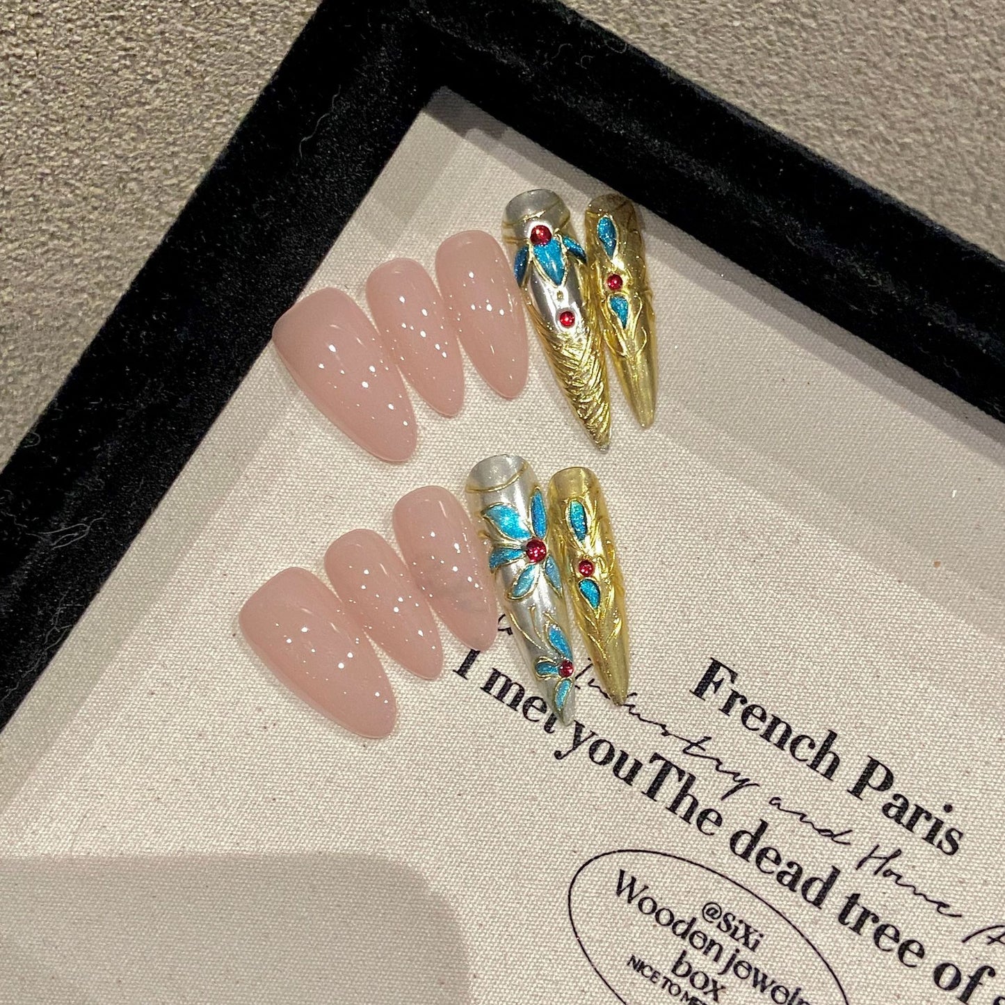 Nails 290-Courtly Equestrian Afternoon Tea Nail Art