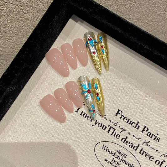 Nails 290-Courtly Equestrian Afternoon Tea Nail Art