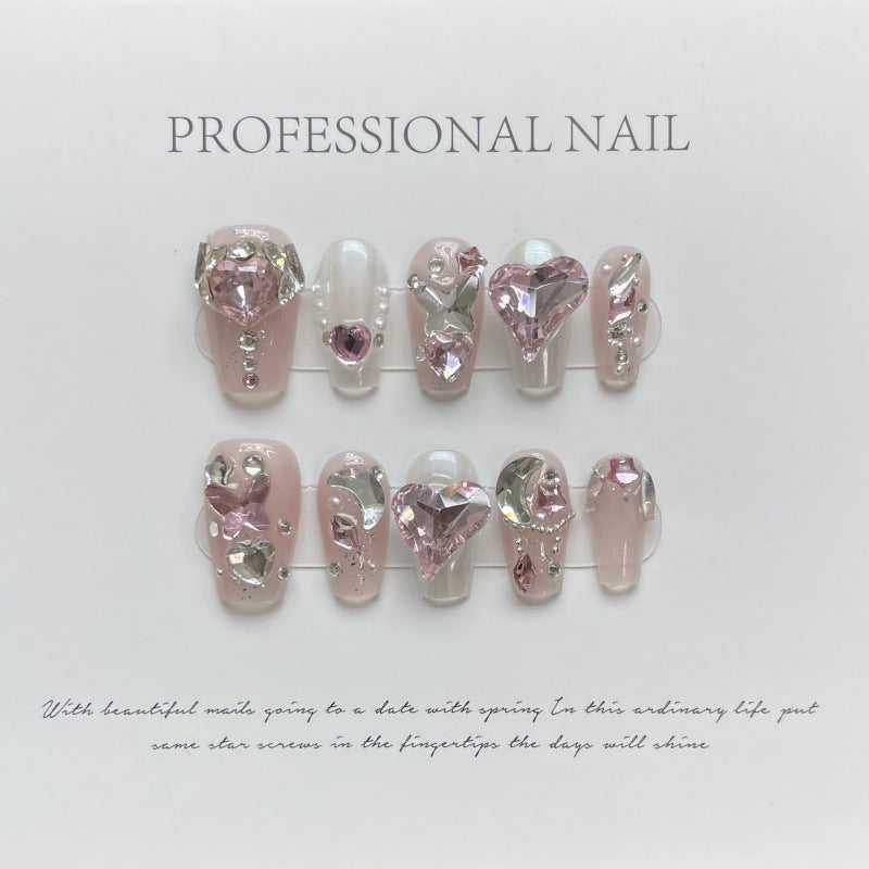 Nails 059-Magic Mirror Love Rosy Pink Nail Art