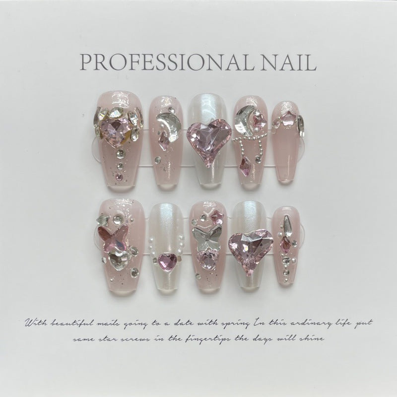 Nails 059-Magic Mirror Love Rosy Pink Nail Art