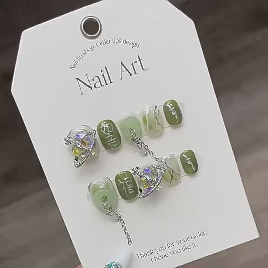 Nails 193-Misty Forest Peace Buckle Nail Art
