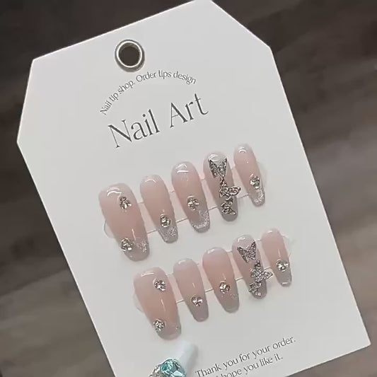 Nails 207-Star River In Dreams Crystal Cat's Eye Crushed Diamonds Nude Ice Transparent Nail Art