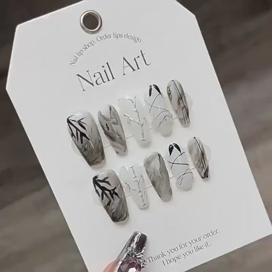 Nails 280-Ink River and Mountain Halo Nail Art