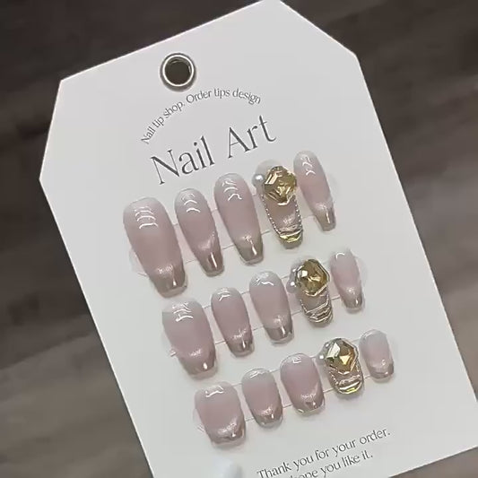 Nails 235-Dream Paris Whitening Nude Cat Eye Magic Mirror Nail Art