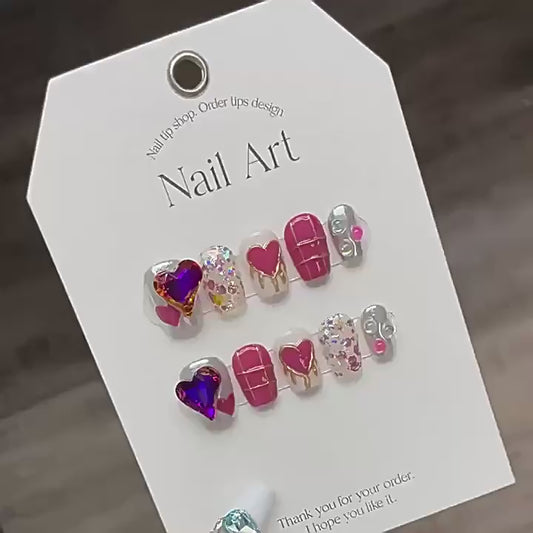 Nails 196-Sweetie Spice Magic Mirror Pink Nail Art